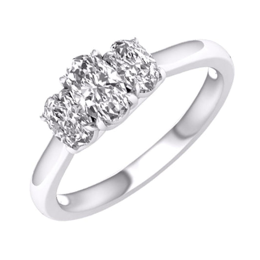 14 Karat White Gold 1.00 Carat Diamonds (Lab Grown Diamonds) Three stone Ladies Ring-0227822-WG