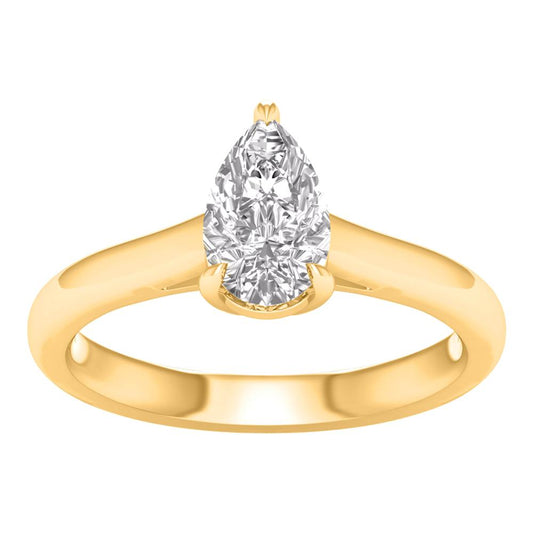 14 Karat Yellow Gold 1.00 Carat Diamonds Lab Grown Diamond Pear Ladies Ring-0227972-YG