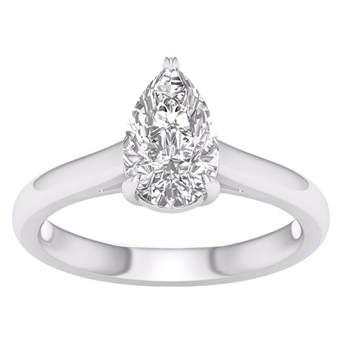 14 Karat White Gold 1.50 Carat Diamonds Lab Grown Diamond Pear Ladies Ring-0227973-WG