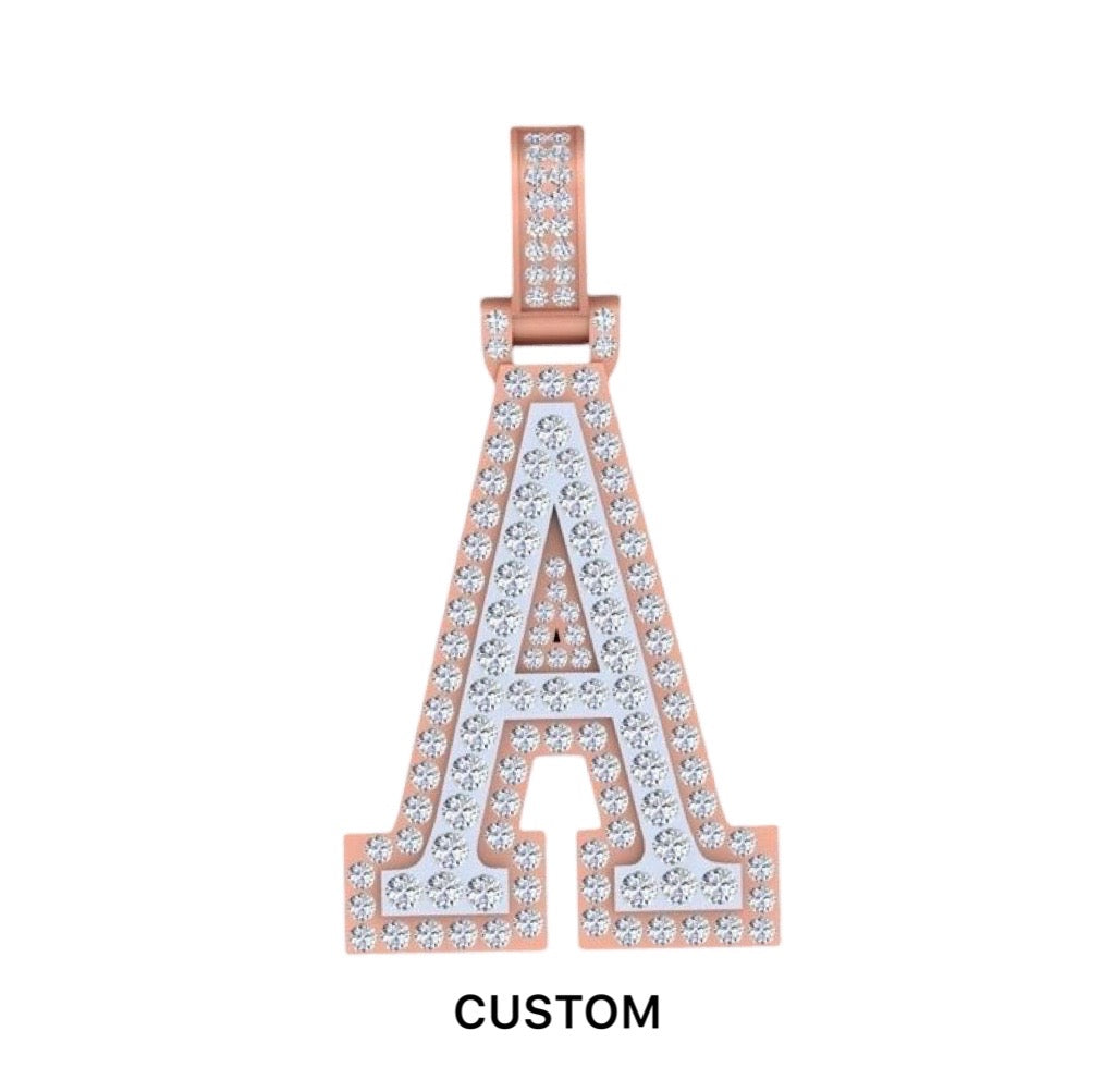 A Letter Pendant 10k Rose Gold 1.50 CT 1.07”