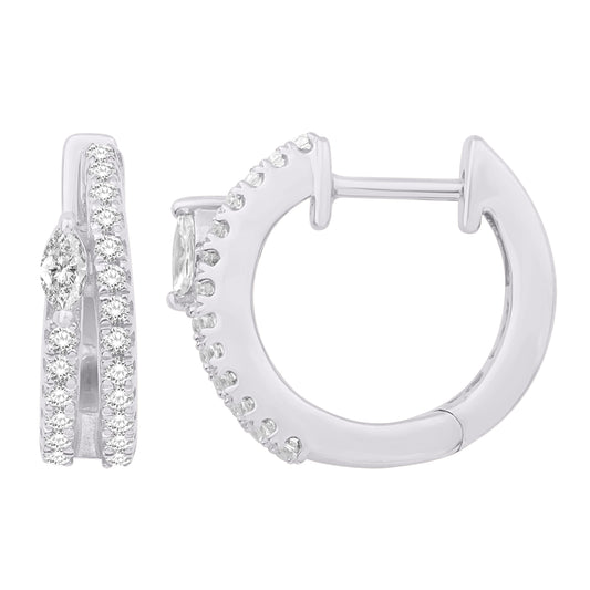 10 Karat White Gold 0.33 Carat Diamonds Classic Hoops-0932172-WG