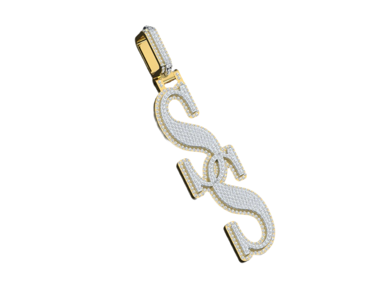 Custom Vertical Pendant 10kt Gold Natural Diamond Double Layer