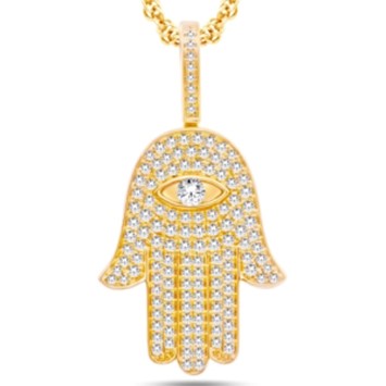 14 Karat Yellow Gold 1.45 Carat Diamonds Hamsa HipHop Pendant-1025179-YG