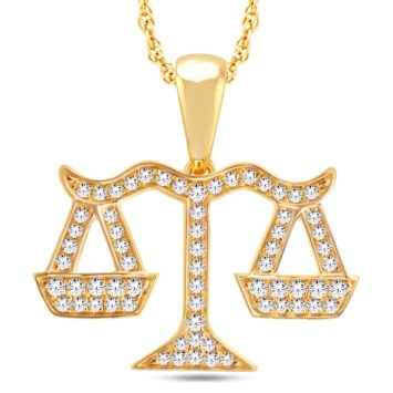 14 Karat All Yellow Gold 0.75 Carat Diamonds Balance Scale HipHop Pendant-1025217-ALY