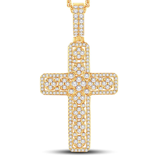 10 Karat All Yellow Gold 2.49 Carat Diamonds Latin Cross HipHop Pendant-1025775-ALY