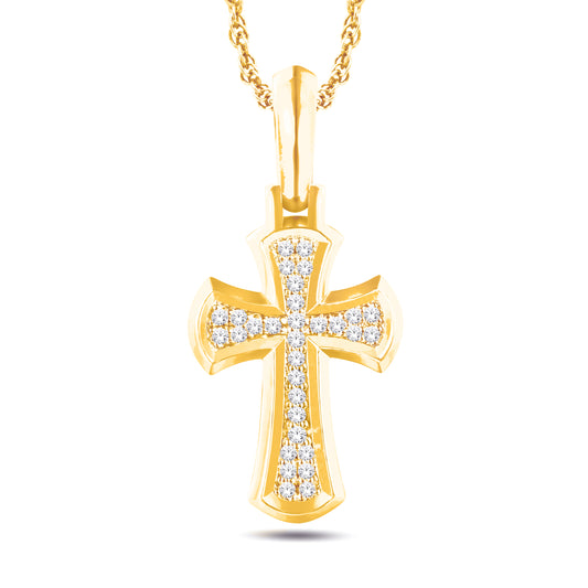 10 Karat All Yellow Gold 0.30 Carat Diamonds Latin Cross Pendant-1026337-ALY