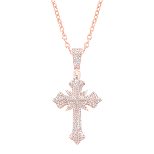 10 Karat Rose Gold 0.66 Carat Diamonds Latin Cross HipHop Pendant-1032103-RG
