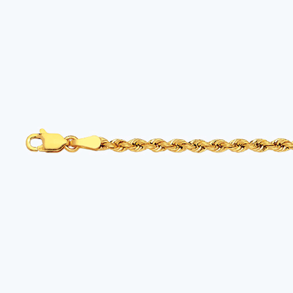 10K 2.5MM YELLOW GOLD DC HOLLOW ROPE 24