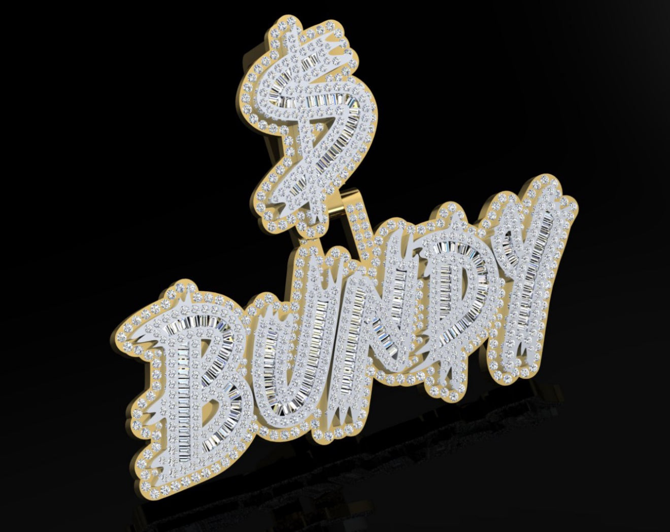 Custom Pendant Name Bagutte Style Double Layer (Deposit)