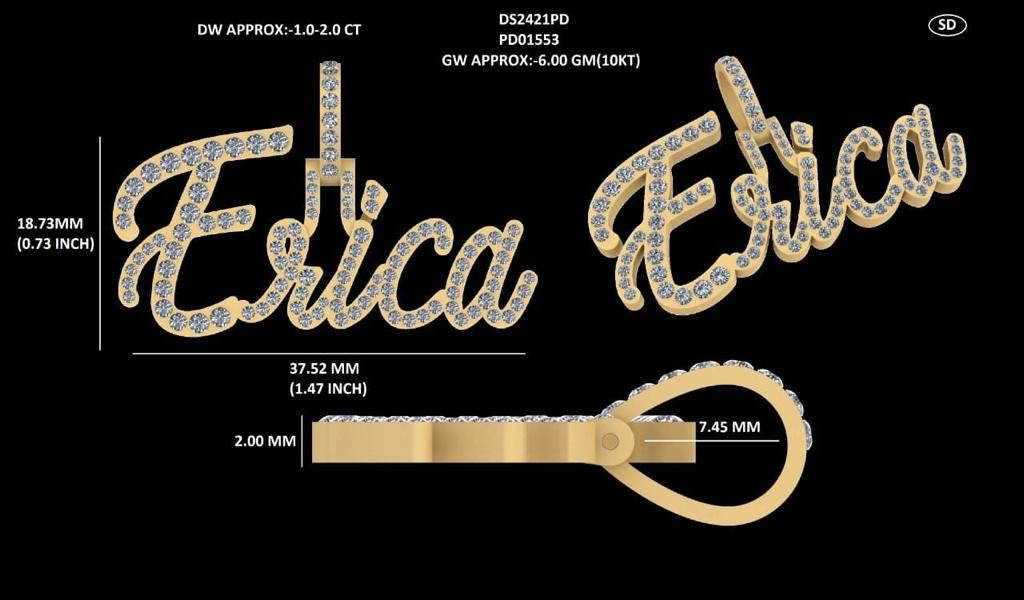 Custom Pendant 10kt Gold Natural Diamond Single Layer - ERICA