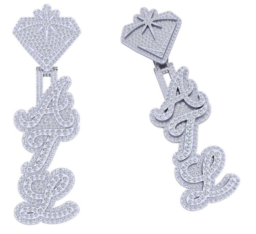 Custom Vertical Pendant 3 letters - (Deposit)