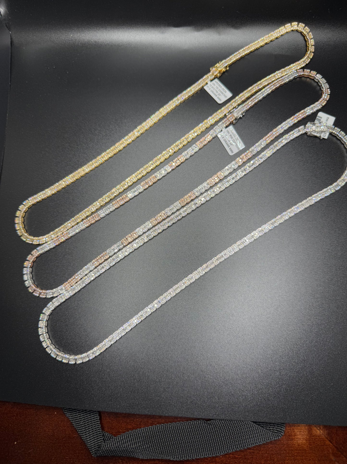 Baguette Tennis Chain Twotone 10kt White and Rose Gold 10.5 CTs Diamond 22”