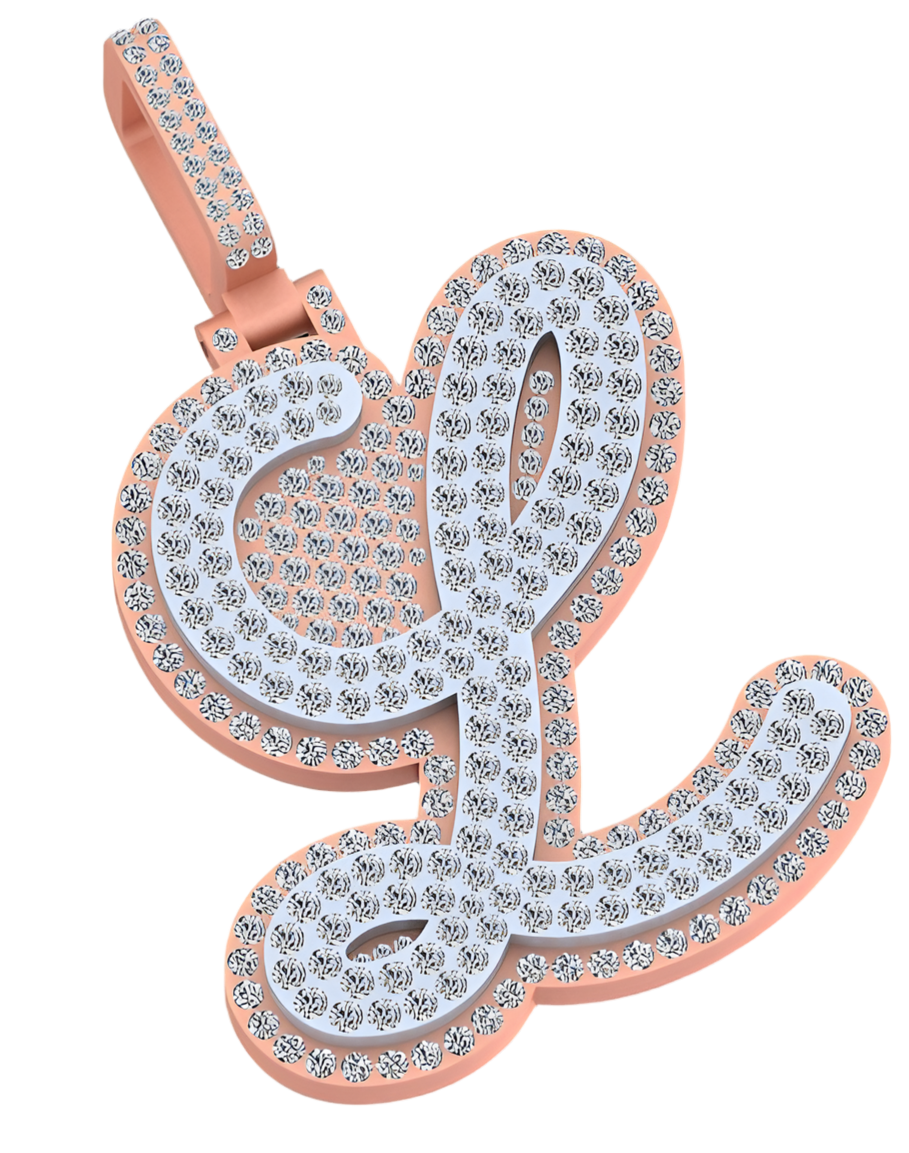 Custom Diamond Pendant - Double Layer Letter Script Style (Deposit)