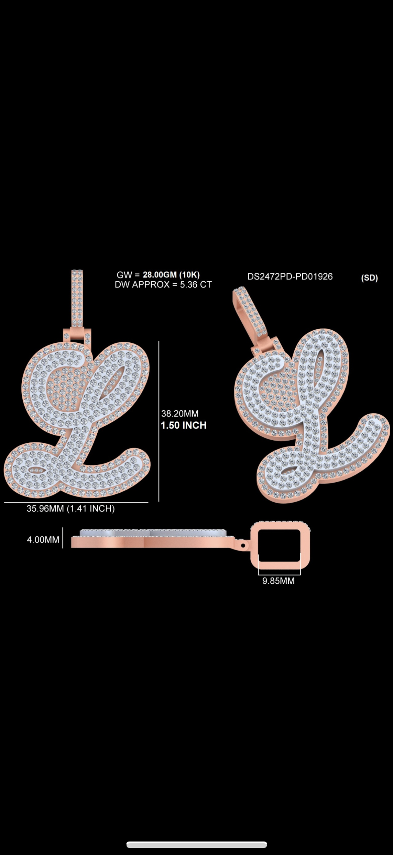 Custom Diamond Pendant - Double Layer Letter Script Style (Deposit)