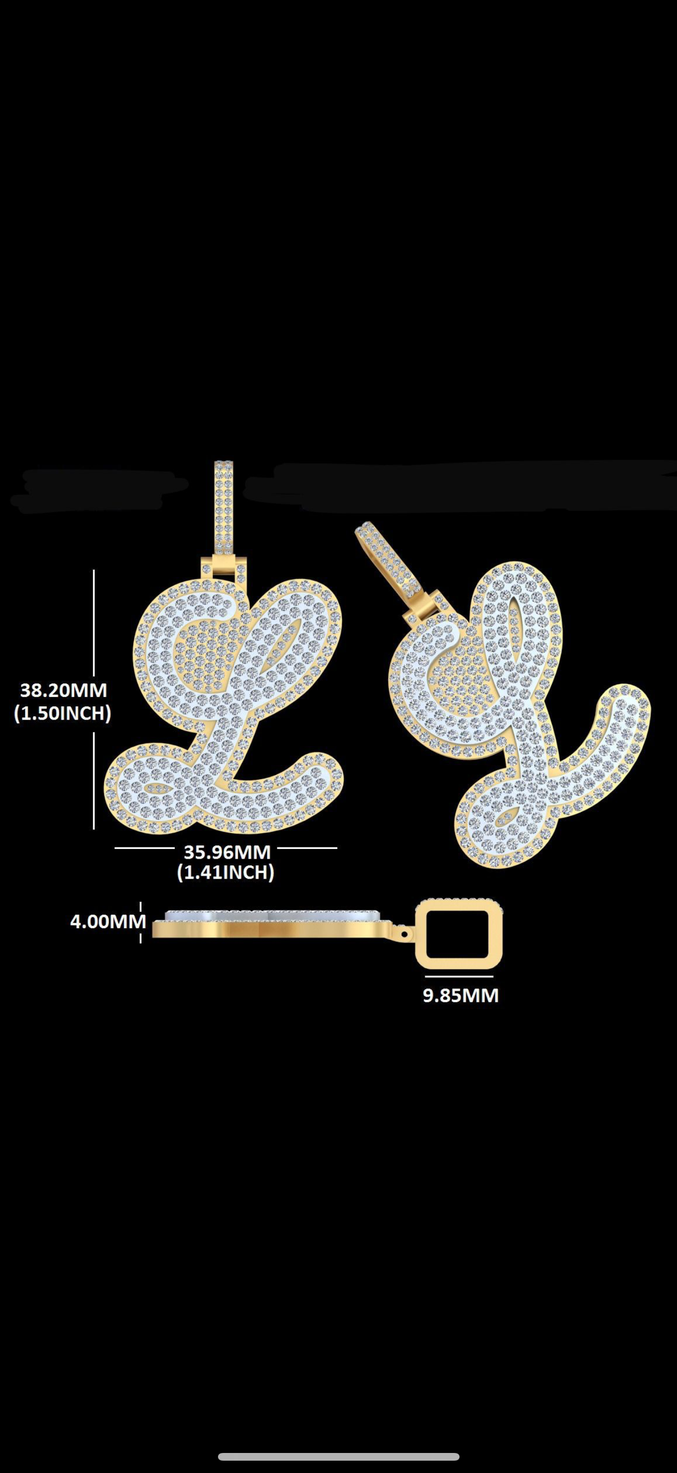 Custom Diamond Pendant - Double Layer Letter Script Style (Deposit)
