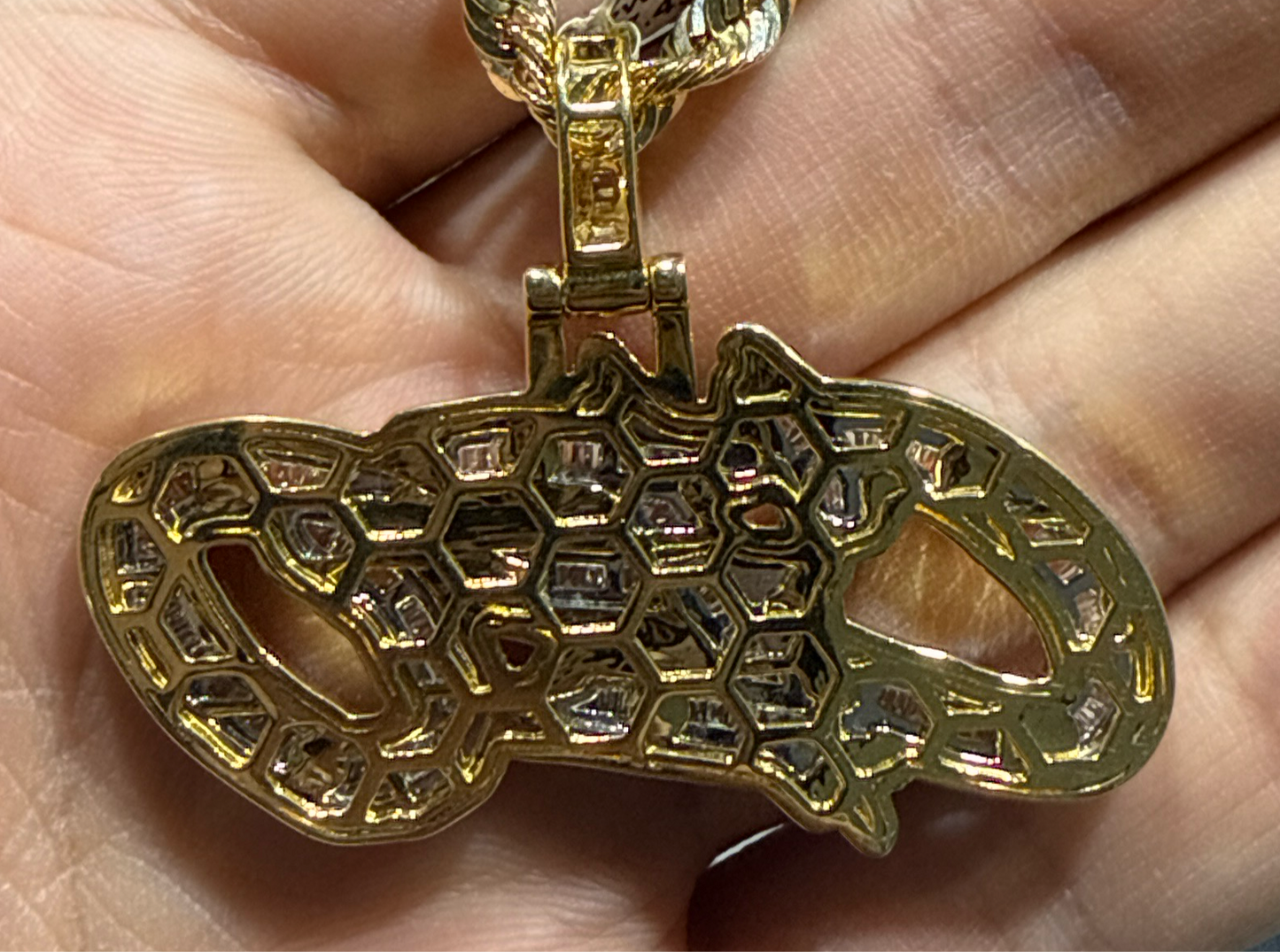 Custom CEO Pendant - Double Layer 10kt Yellow and White Gold 2.74 CTs Diamonds and 10kt gold chain