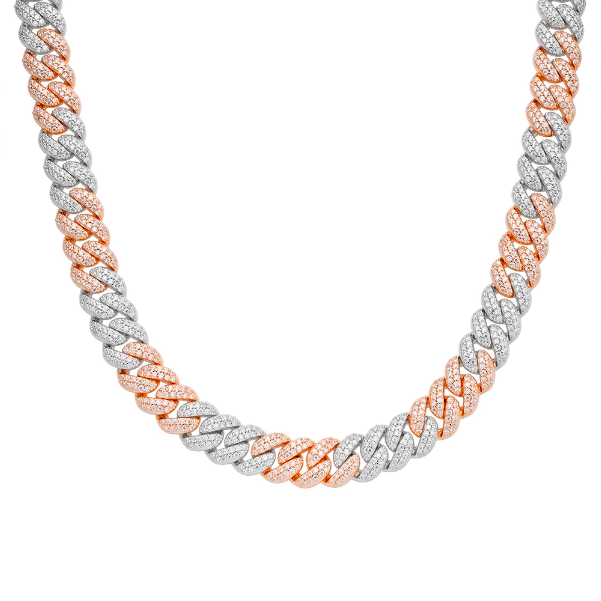 S.Silver Moissanite 10mm Cuban Chain 22 Inch Necklace RP+PP 13-5/8 Cttw