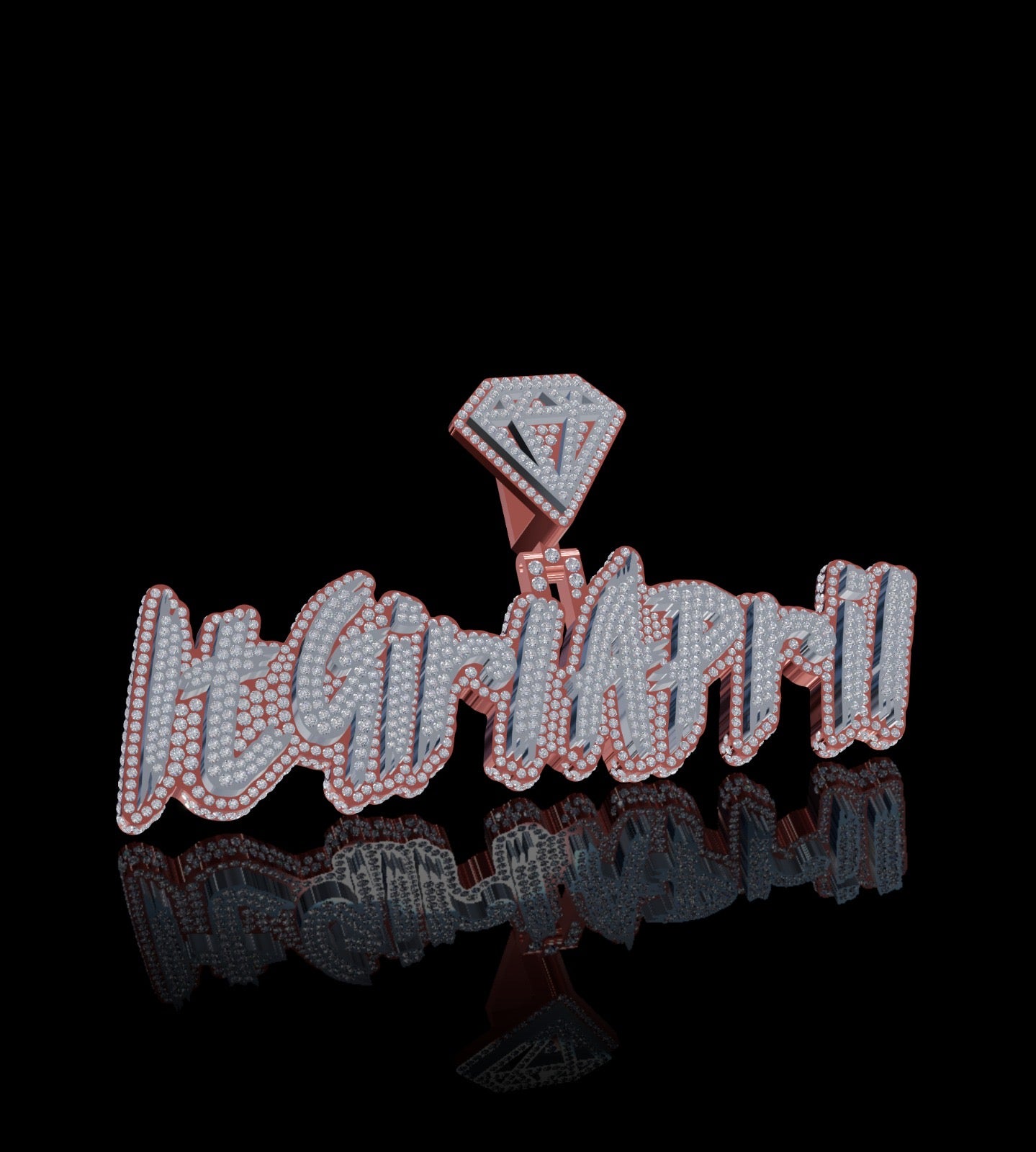 Custom Pendant with Custom Diamond Bail Rose Gold Double Layer (Deposit)