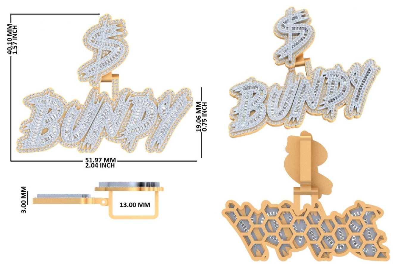Custom Pendant Name Bagutte Style Double Layer (Deposit)
