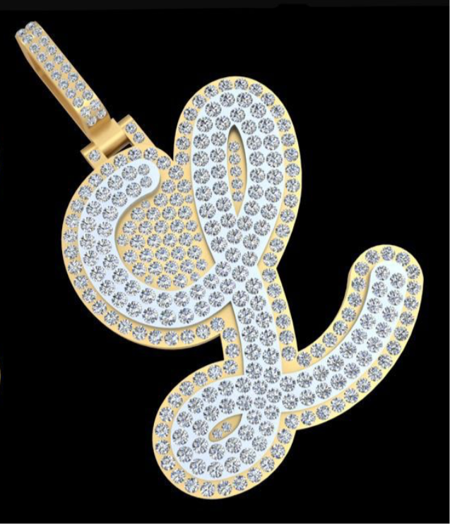 Custom Diamond Pendant - Double Layer Letter Script Style (Deposit)