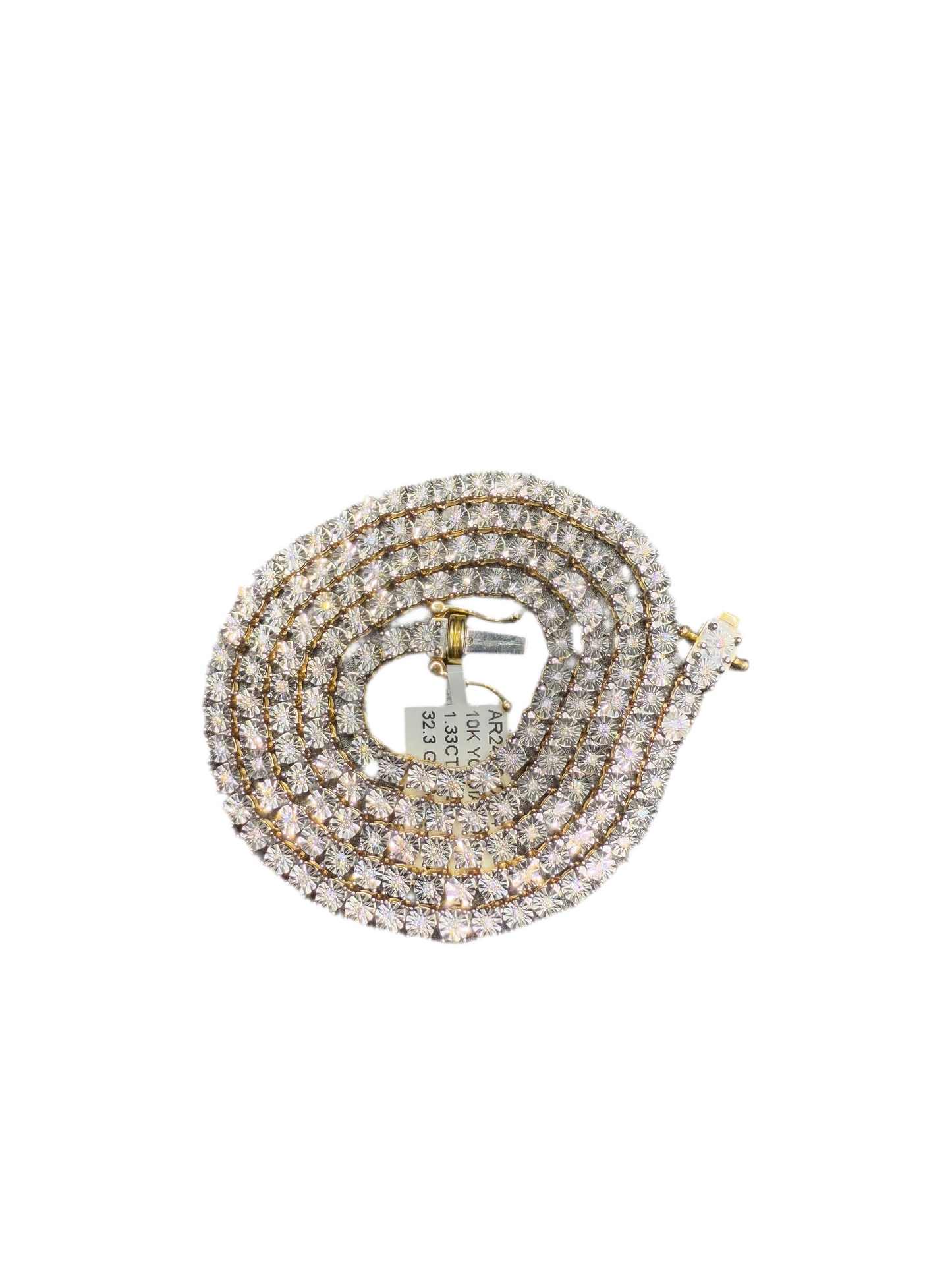 Tennis Chain Illusion Set 10kt Gold 1.50 CTs Diamond 18”