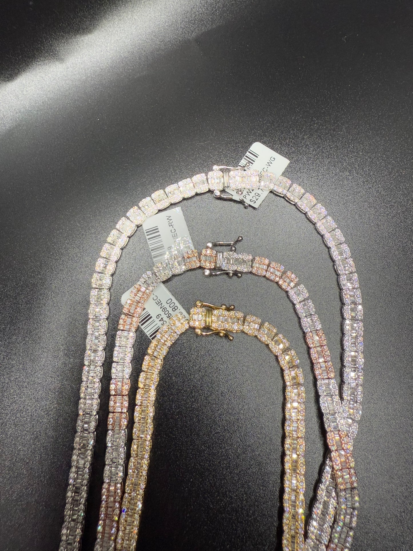 Baguette Tennis Chain Set 10kt White Gold 10.5 CTs Diamond 22”