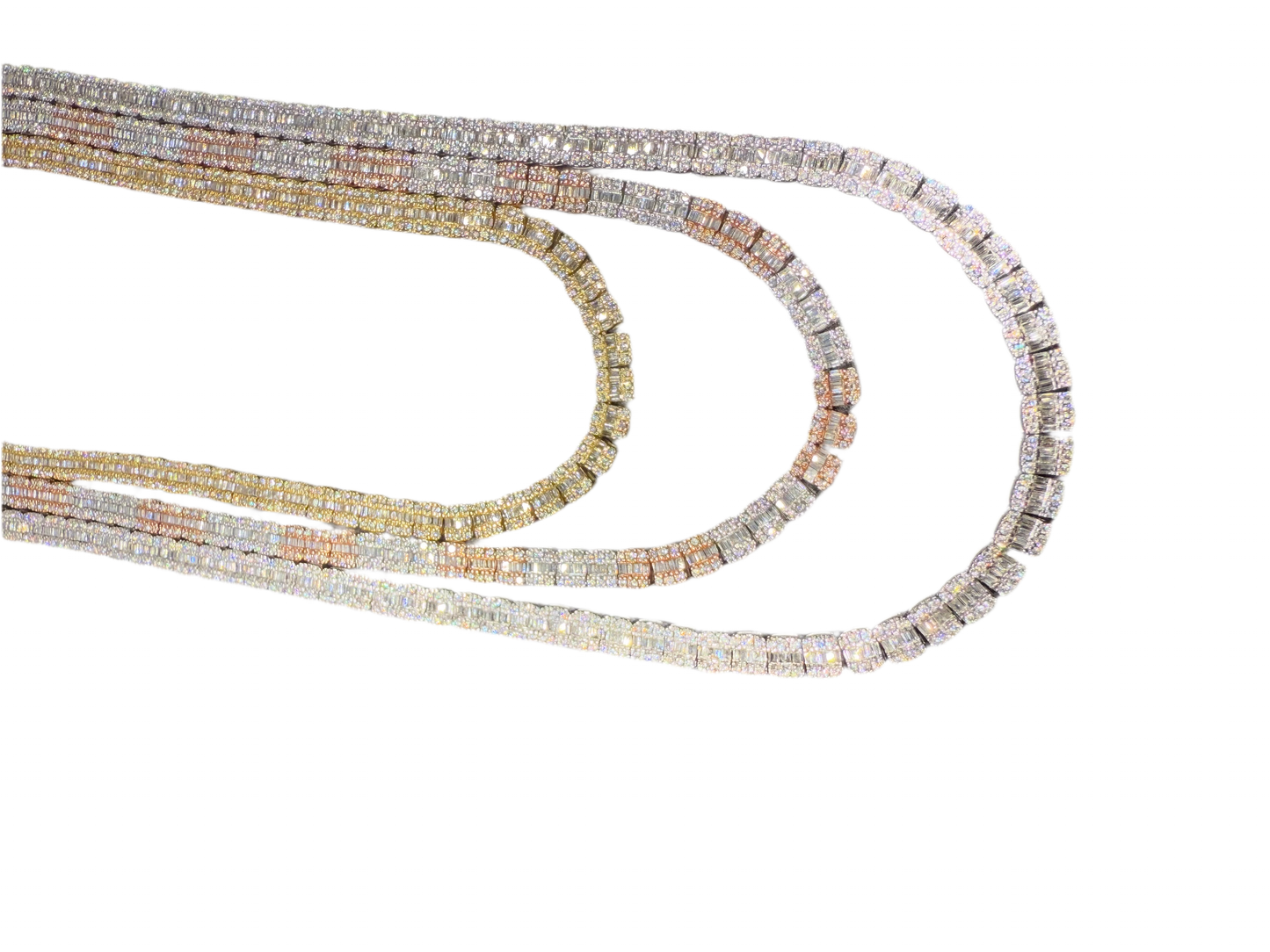 Baguette Tennis Chain Set 10kt White Gold 10.5 CTs Diamond 22”