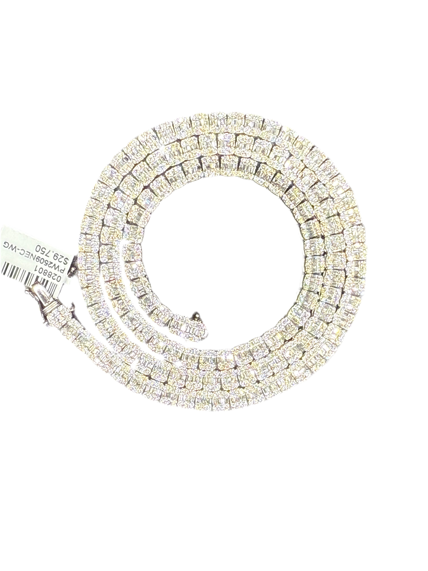 Baguette Tennis Chain Set 10kt White Gold 10.5 CTs Diamond 22”
