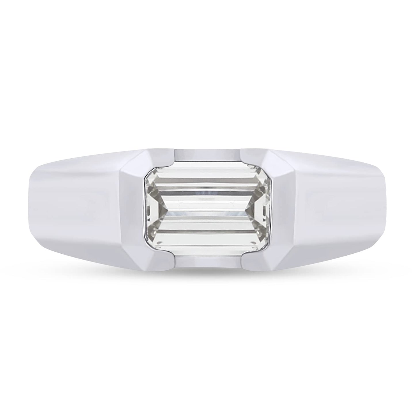 1.00 Carat 7x5MM Lab Created Moissanite Diamond Men's Solitaire Signet Wedding Band Ring In 925 Sterling Silver Jewelry
