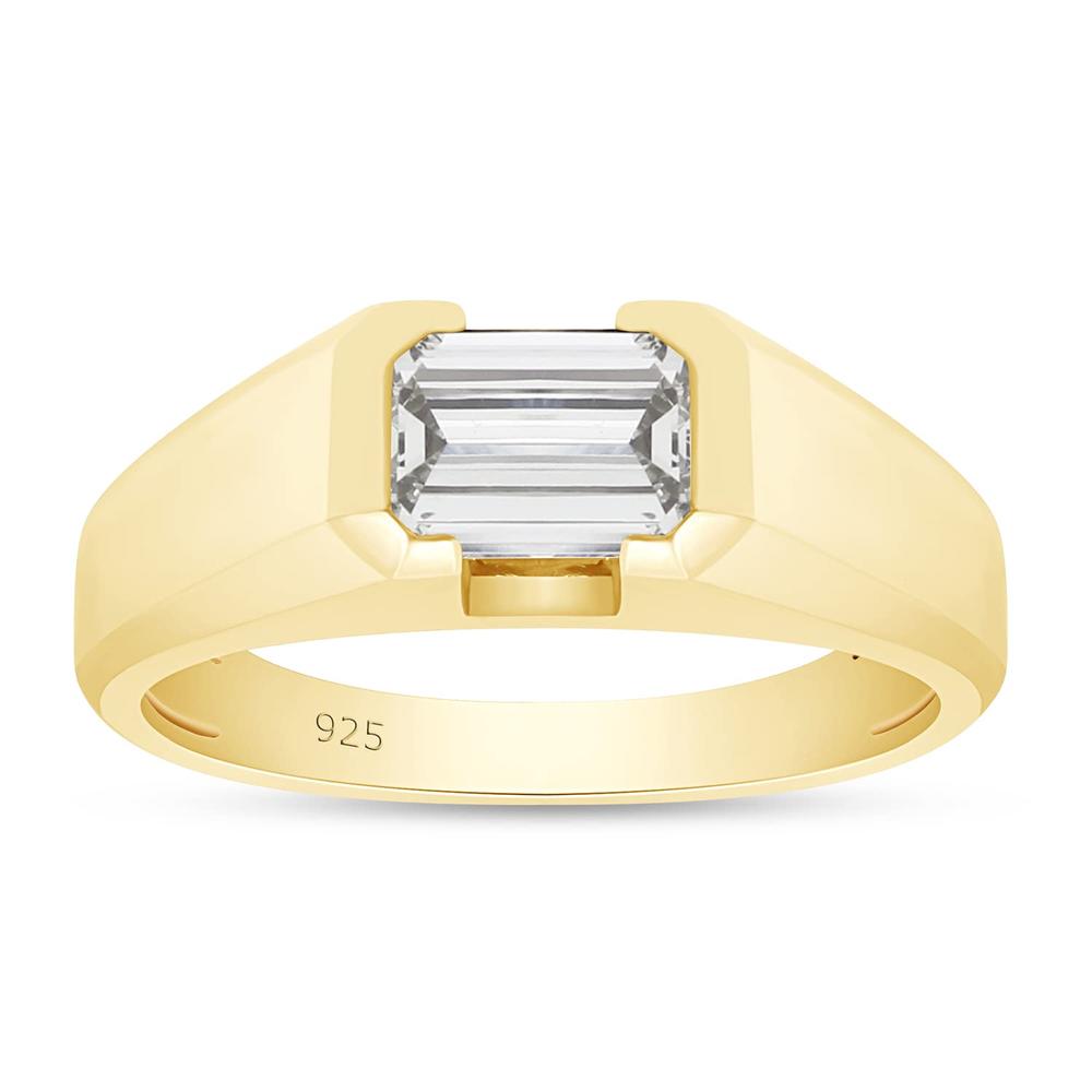 1.00 Carat 7x5MM Lab Created Moissanite Diamond Men's Solitaire Signet Wedding Band Ring In 925 Sterling Silver Jewelry