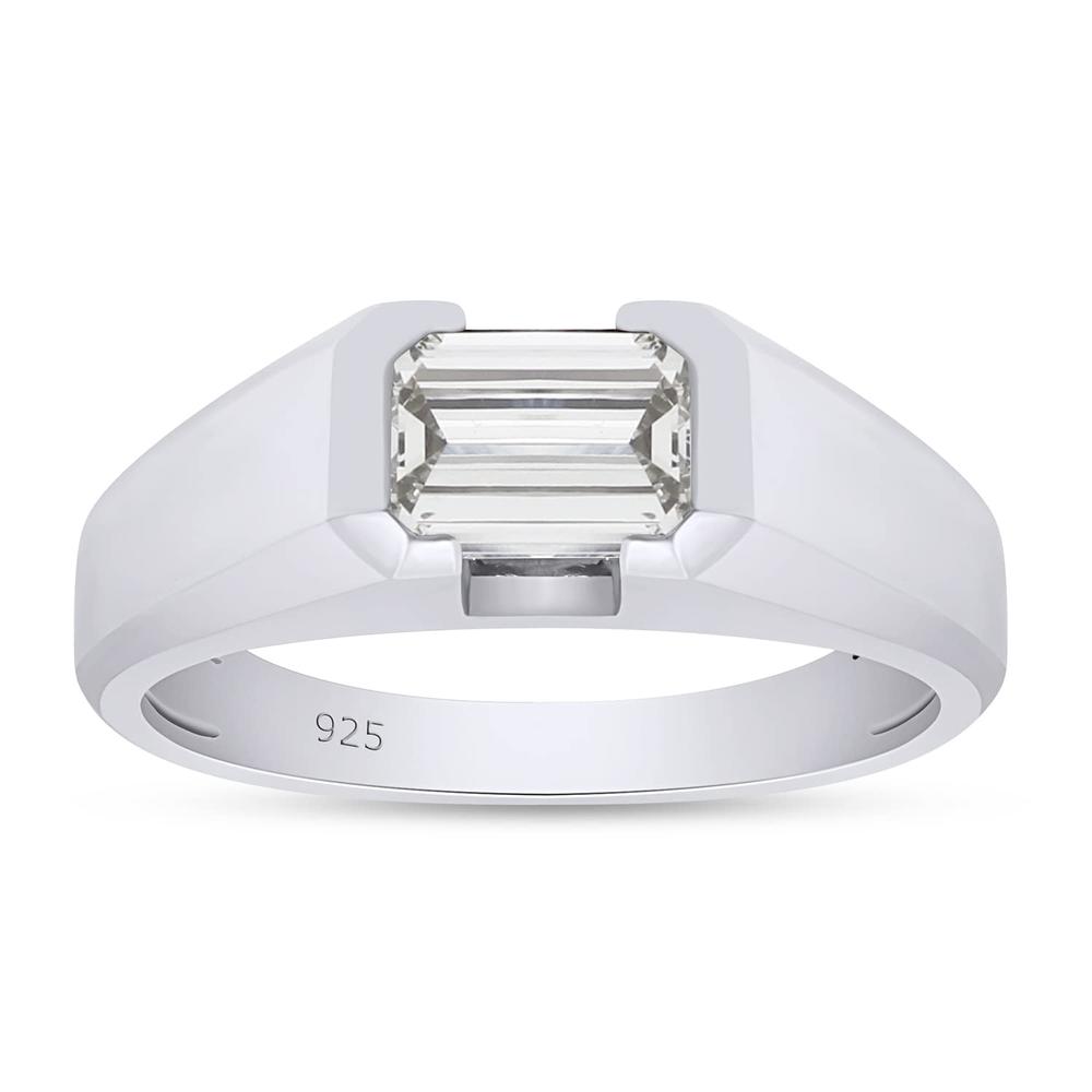 1.00 Carat 7x5MM Lab Created Moissanite Diamond Men's Solitaire Signet Wedding Band Ring In 925 Sterling Silver Jewelry