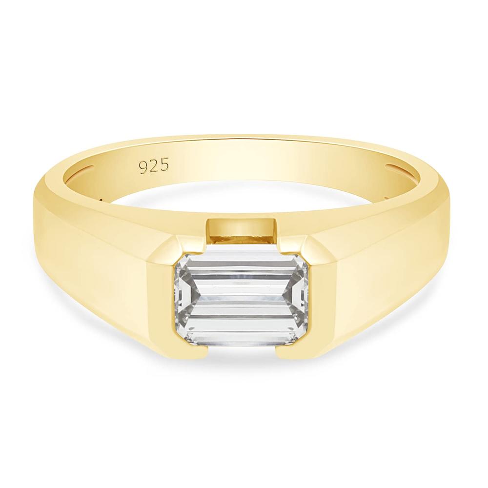 1.00 Carat 7x5MM Lab Created Moissanite Diamond Men's Solitaire Signet Wedding Band Ring In 925 Sterling Silver Jewelry