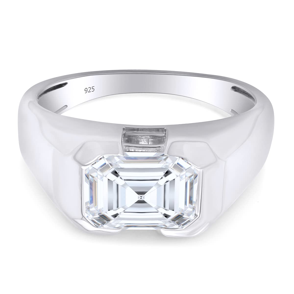 1.75 Carat 8x6MM Lab Created Moissanite Diamond Men's Solitaire Wedding Band Ring In 925 Sterling Silver Jewelry
