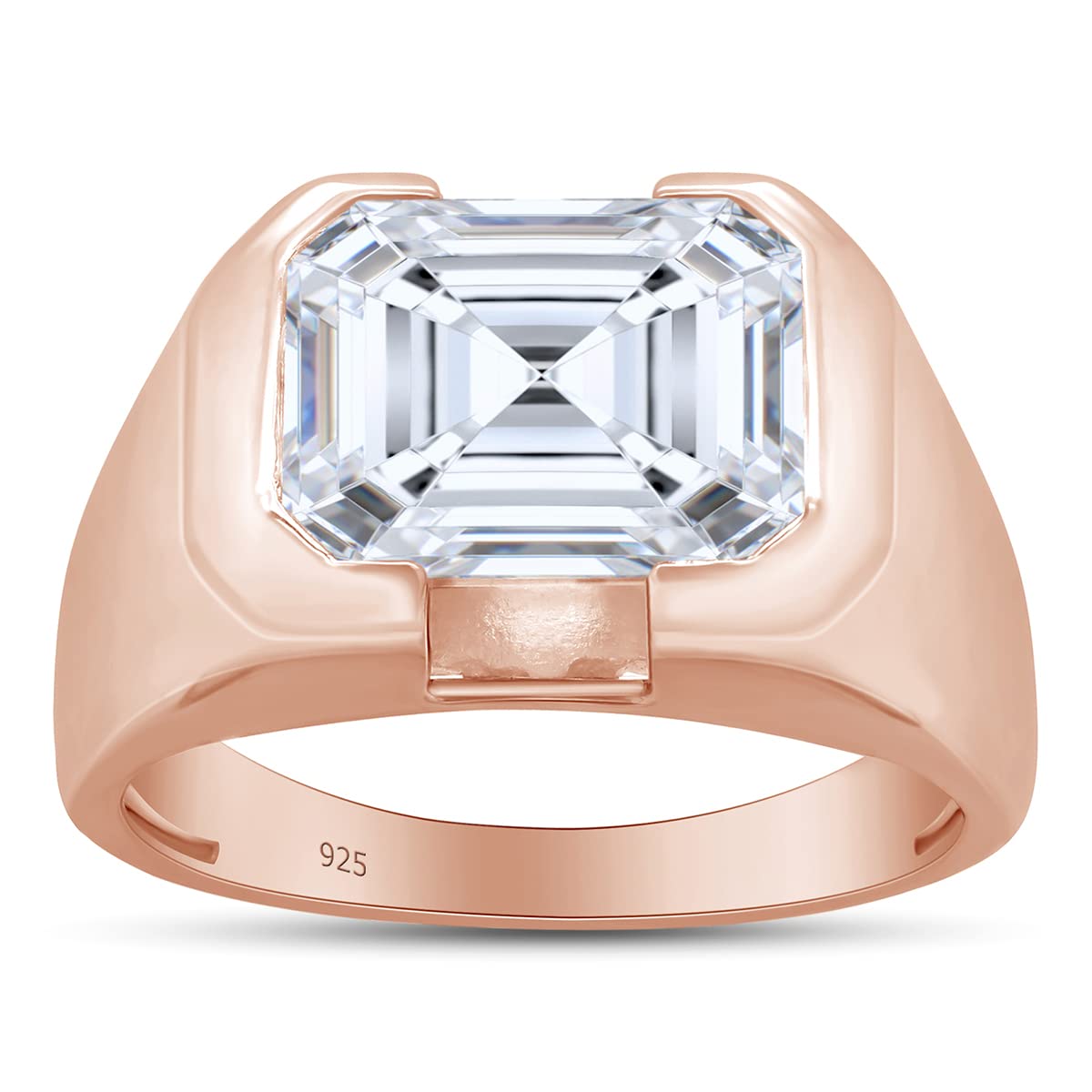 3.50 Carat Lab Created Moissanite Diamond Men's Bezel-Set Solitaire Signet Wedding Band Ring In 925 Sterling Silver Jewelry