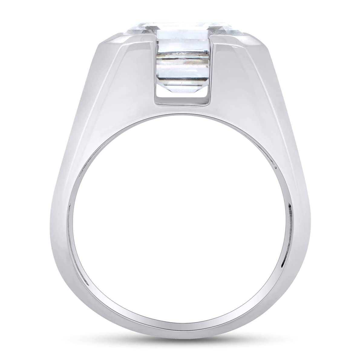 3.50 Carat Lab Created Moissanite Diamond Men's Bezel-Set Solitaire Signet Wedding Band Ring In 925 Sterling Silver Jewelry