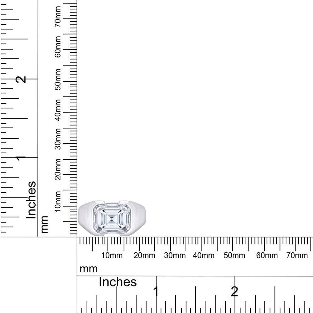 3.50 Carat Lab Created Moissanite Diamond Men's Bezel-Set Solitaire Signet Wedding Band Ring In 925 Sterling Silver Jewelry