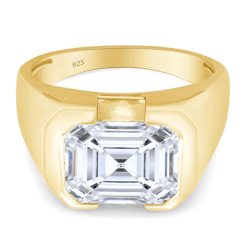 3.50 Carat Lab Created Moissanite Diamond Men's Bezel-Set Solitaire Signet Wedding Band Ring In 925 Sterling Silver Jewelry