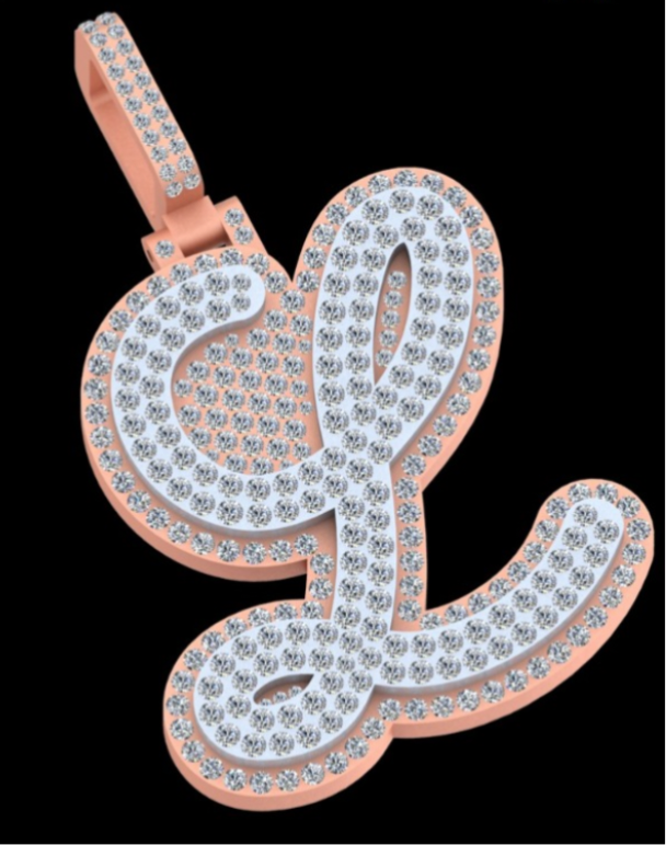 Custom Diamond Pendant - Double Layer Letter Script Style (Deposit)