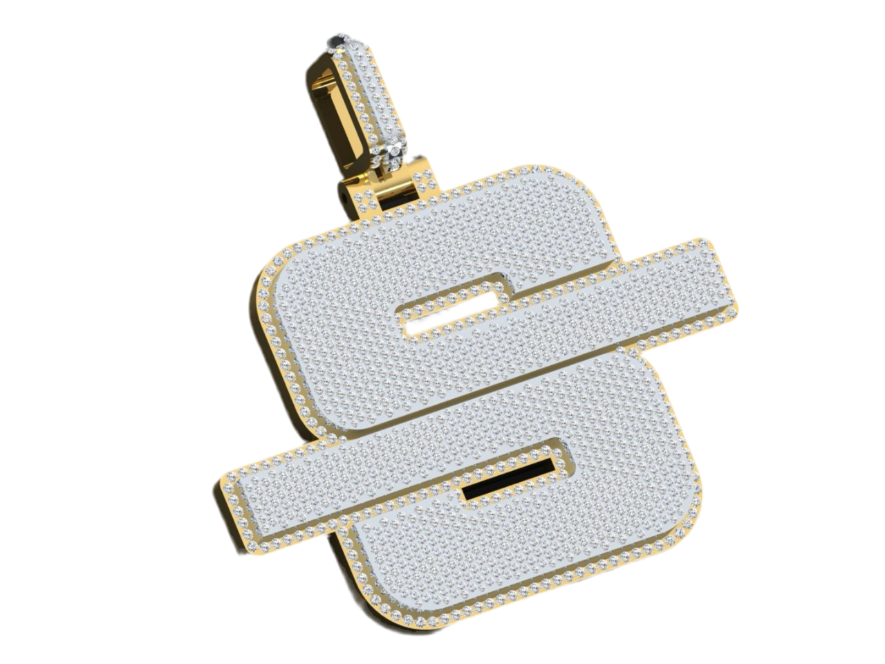 Custom Logo Pendant 10kt Gold Natural Diamond Double Layer