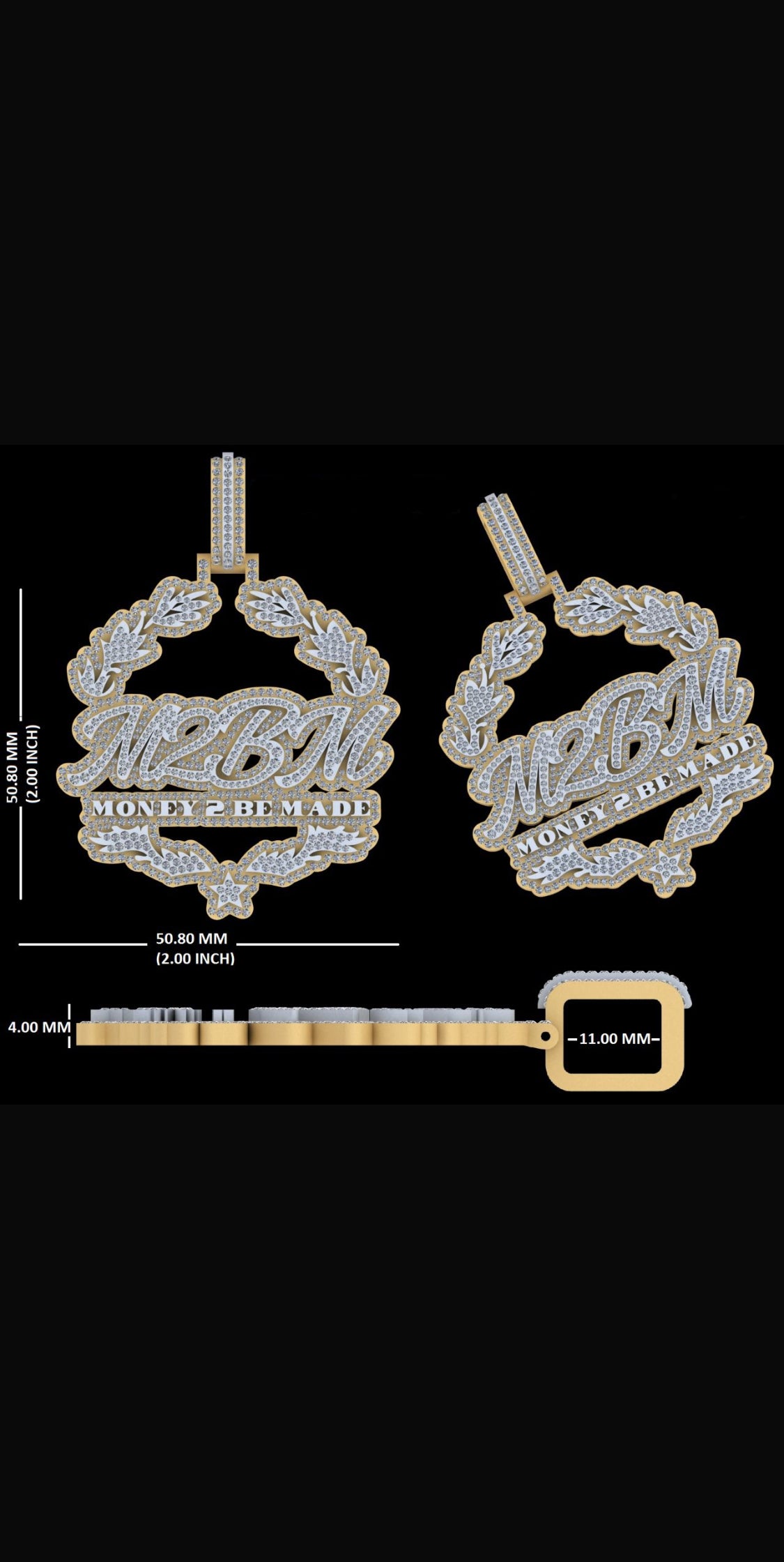 Custom Pendant 10kt Gold Natural Diamond Double Layer