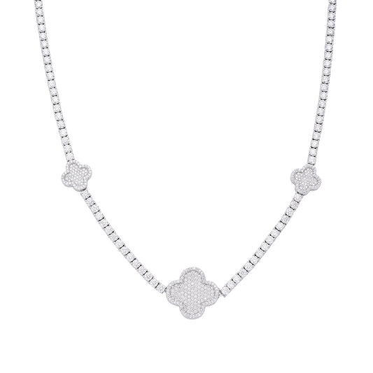 S.Silver Round Moissanite 15mm Designer With 3mm Tennis Chain 18 Inch Necklace RP 1 Cttw
