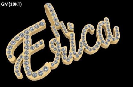 Custom Pendant 10kt Gold Natural Diamond Single Layer - ERICA