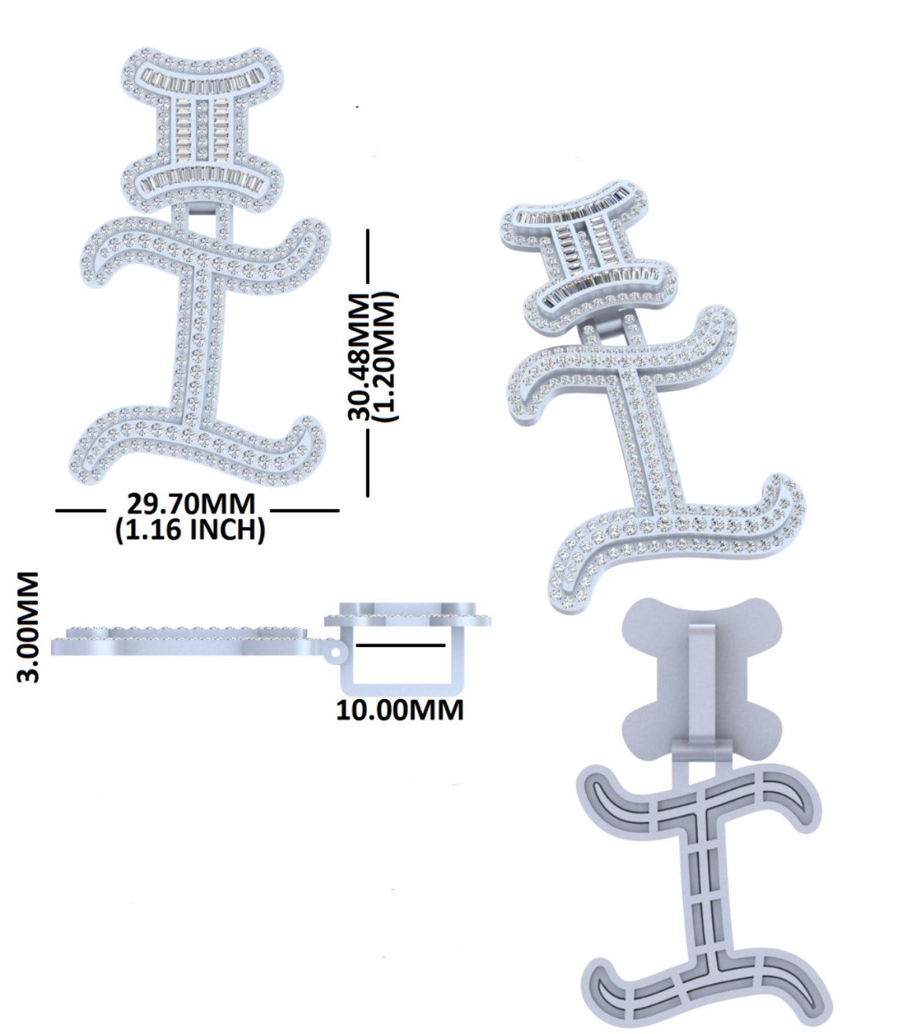 Custom Initial I Pendant Diamond Double Layer (Deposit)