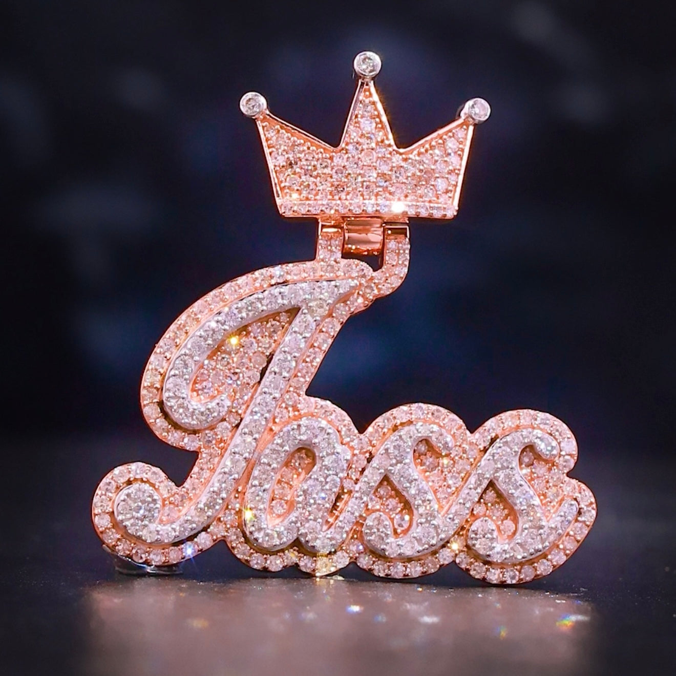 Custom Pendant 10kt Gold Natural Diamond Double Layer