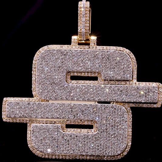 Custom Logo Pendant 10kt Gold Natural Diamond Double Layer