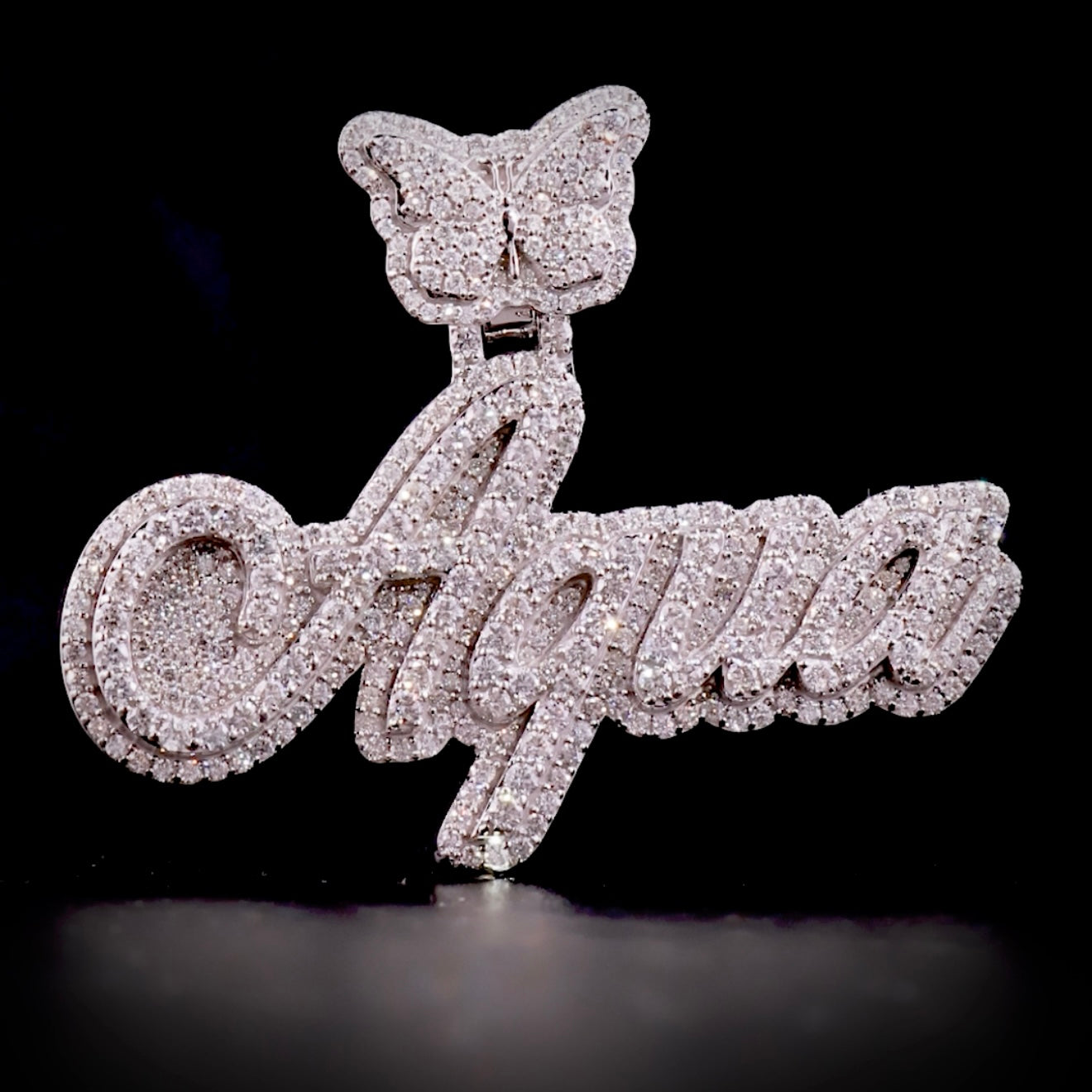 Custom Pendant 10kt Gold Natural Diamond Double Layer