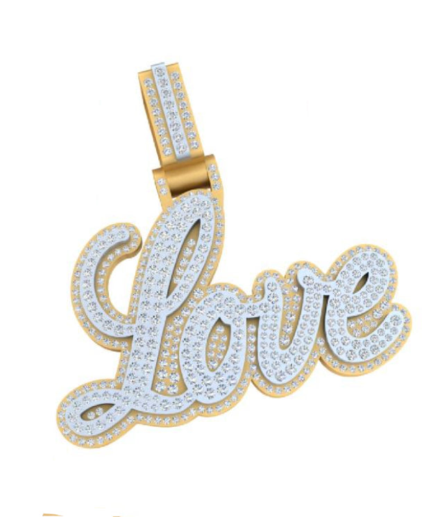 Custom Pendant 10kt Gold Natural Diamond Double Layer