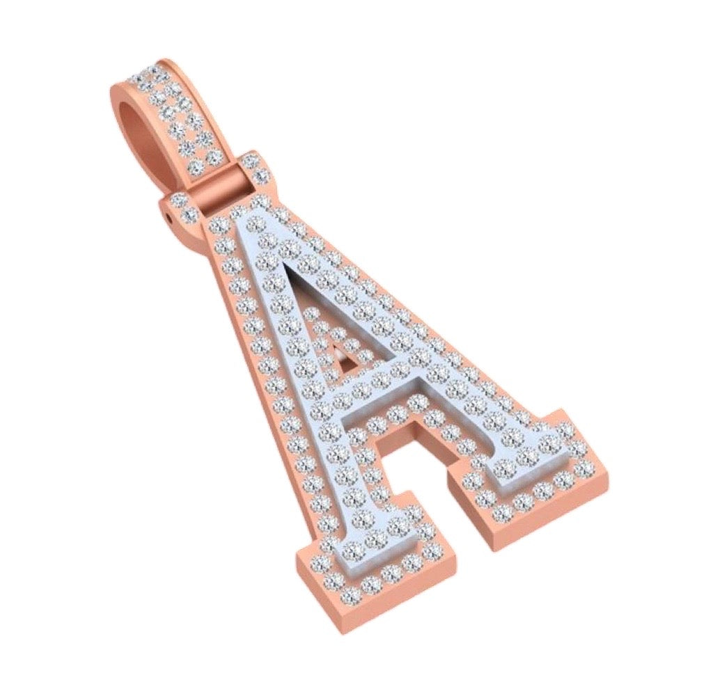 A Letter Pendant 10k Rose Gold 1.50 CT 1.07”