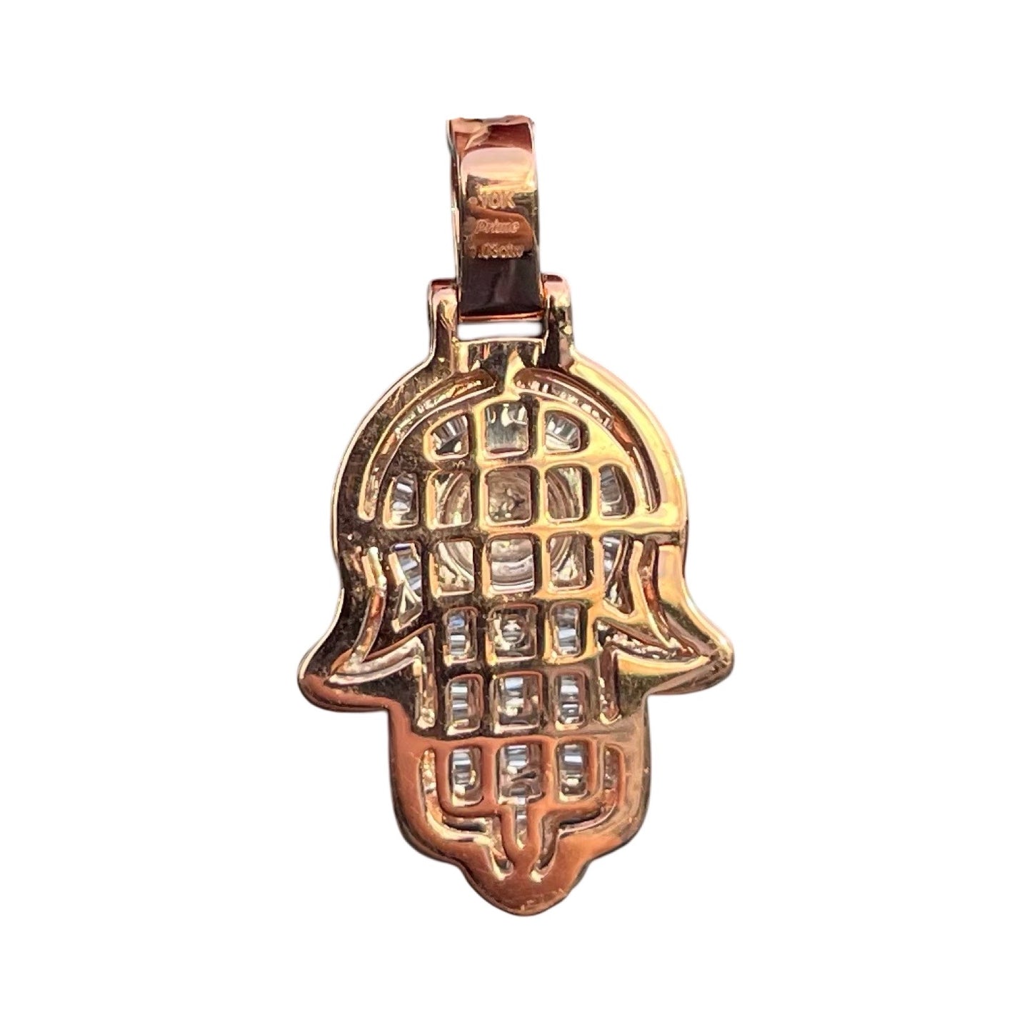 Hamsa Hand 10kt Rose and White Gold Diamond 1.03CT 1”