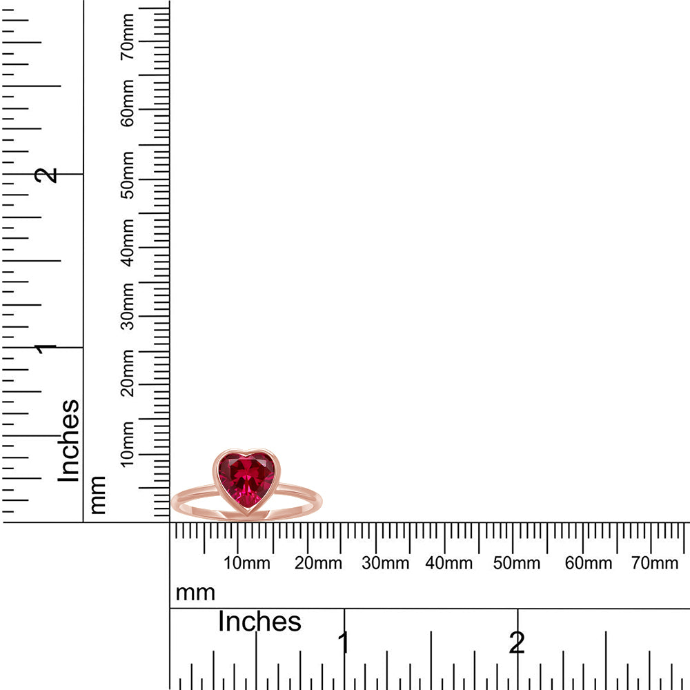 6.5MM Heart Cut IGI Certified Lab Grown Ruby Bezel Set Solitaire Engagement Promise Ring For Women In 14K Solid Gold (SI Clarity, 1.25 Cttw)